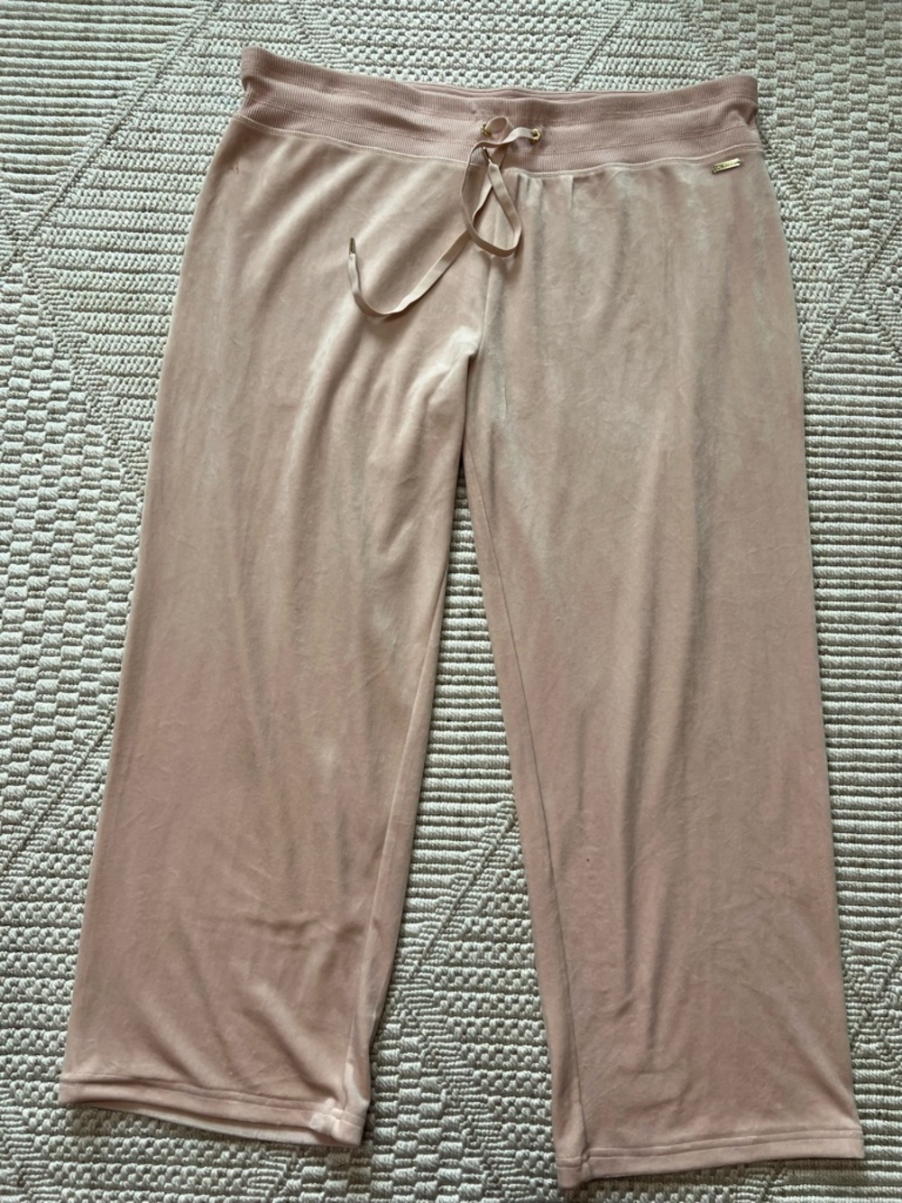 Calvin Klein XL Velour Wide Leg Lounge Pants Dusty Rose Pink Drawstring